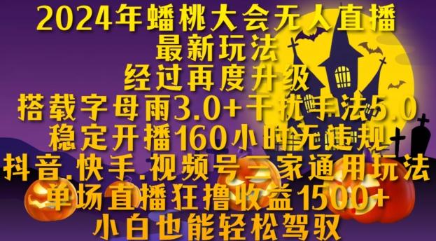 2024年蟠桃大会无人直播最新玩法,稳定开播160小时无违规,<strong>抖音</strong>、快手、视频号三家通用玩法【揭秘】