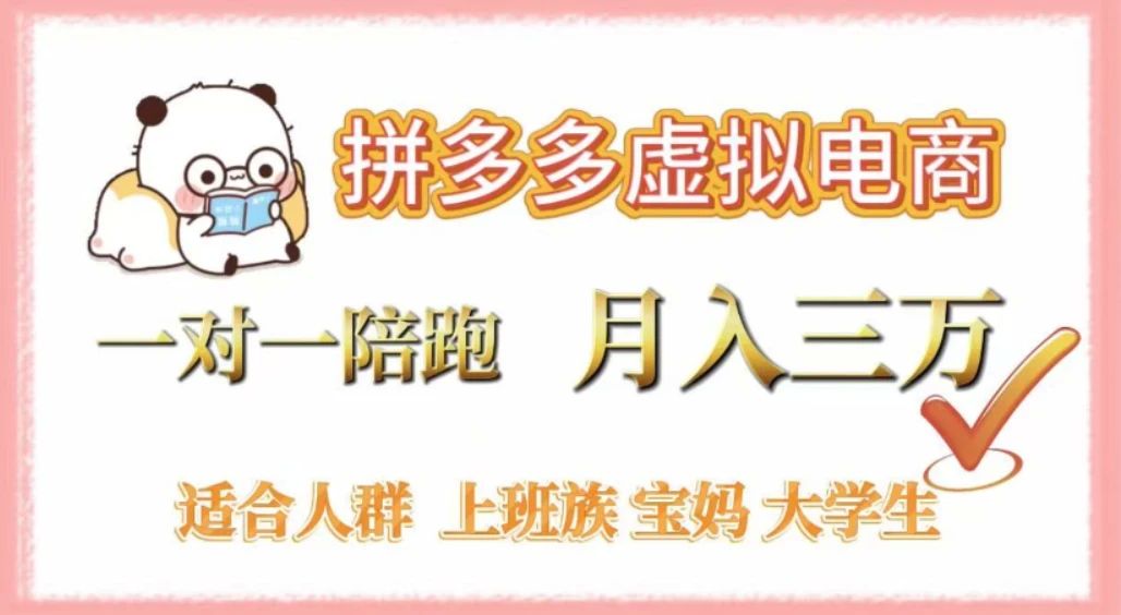 拼多多虚拟电商,0 囤货,轻资产,无需发货,一对一陪跑,月入 3 万